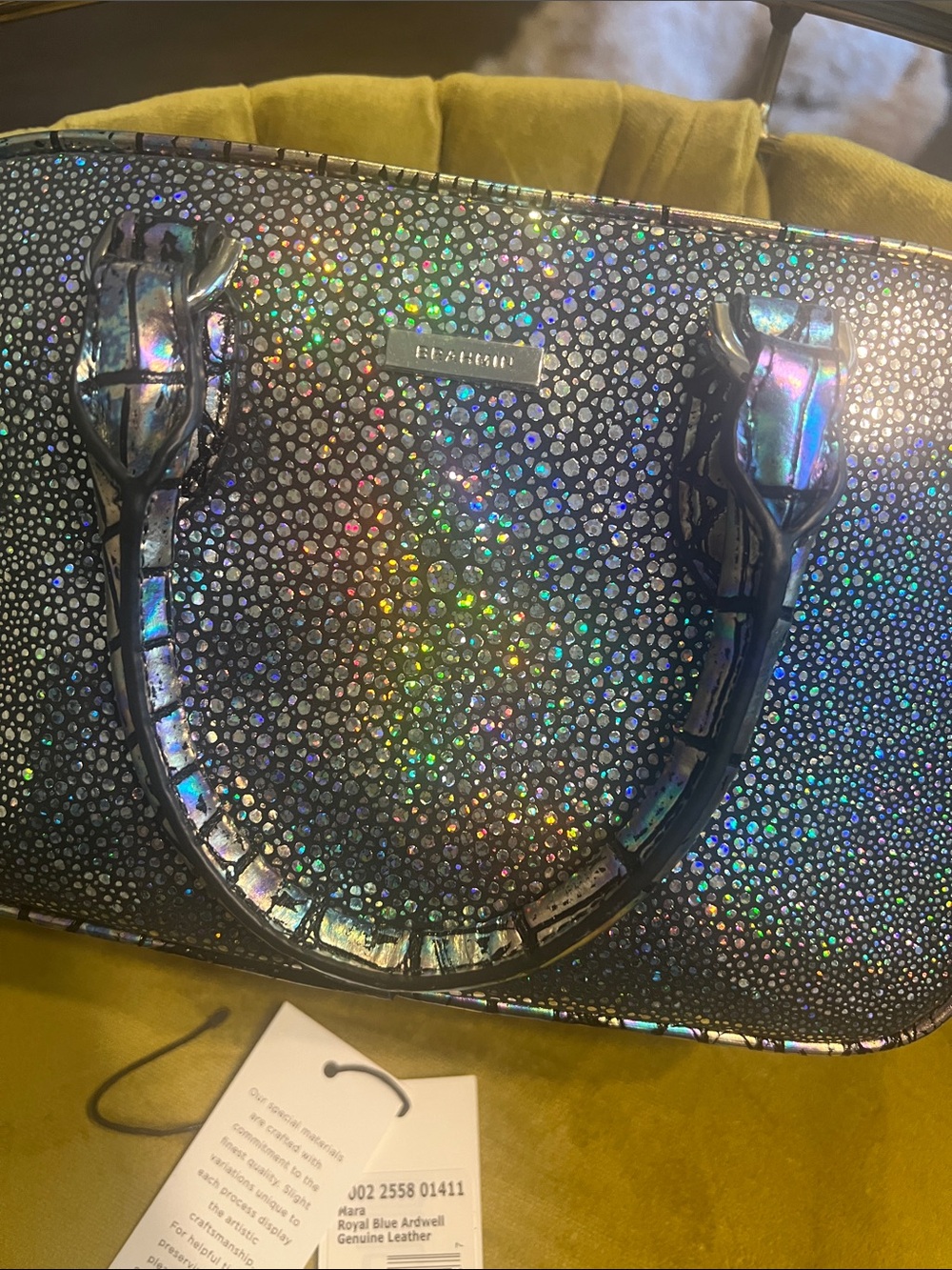 Brahmin Mara Royal Blue Ardwell Mini Bag NWT Iridescent Leather $355 - Picture 2 of 11